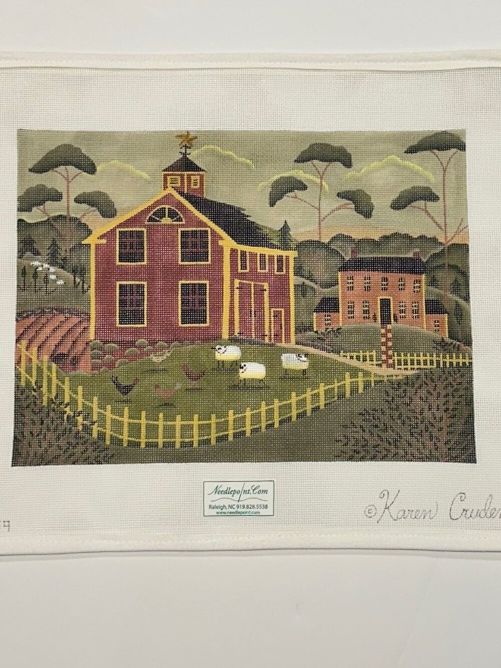 Lawn Mowers Karen Cruden Handpainted Needlepoint Mesh Canvas 259  12" x 9" 18 M